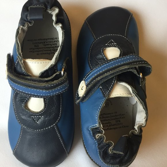 Blue Leather One-Strap Shoes/ Sneakers Girls Sz.10 - Picture 4 of 6